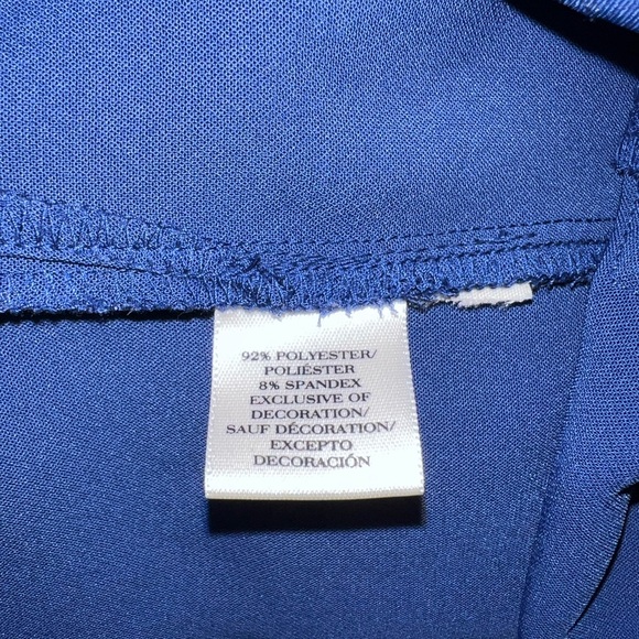 Ann Taylor Dress Womens Size Medium Blue Black Polyester V-Neck Classic - Picture 4 of 15